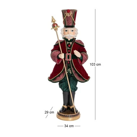 XMAS GREEN RED POLYRESIN NUTCRACKER WITH FABRIC UNIFORM 103Χ34Χ29CM