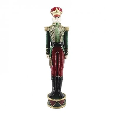 XMAS GREEN BURGUNDY POLYRESIN SOLDIER 32X26X122CM