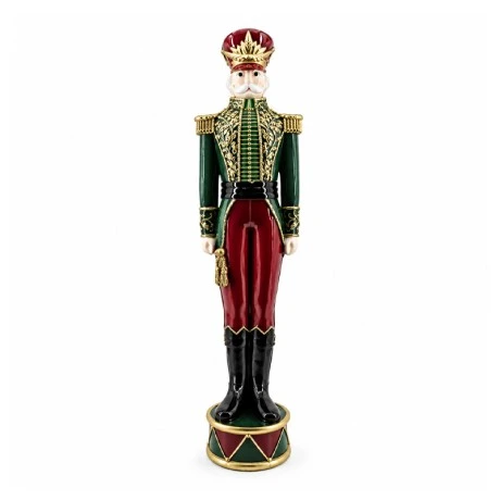 XMAS GREEN BURGUNDY POLYRESIN SOLDIER 32X26X122CM