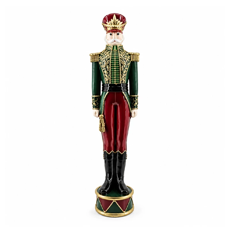 XMAS GREEN BURGUNDY POLYRESIN SOLDIER 32X26X122CM