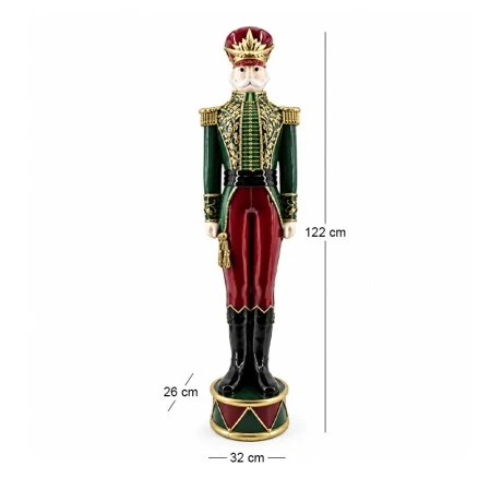 XMAS GREEN BURGUNDY POLYRESIN SOLDIER 32X26X122CM