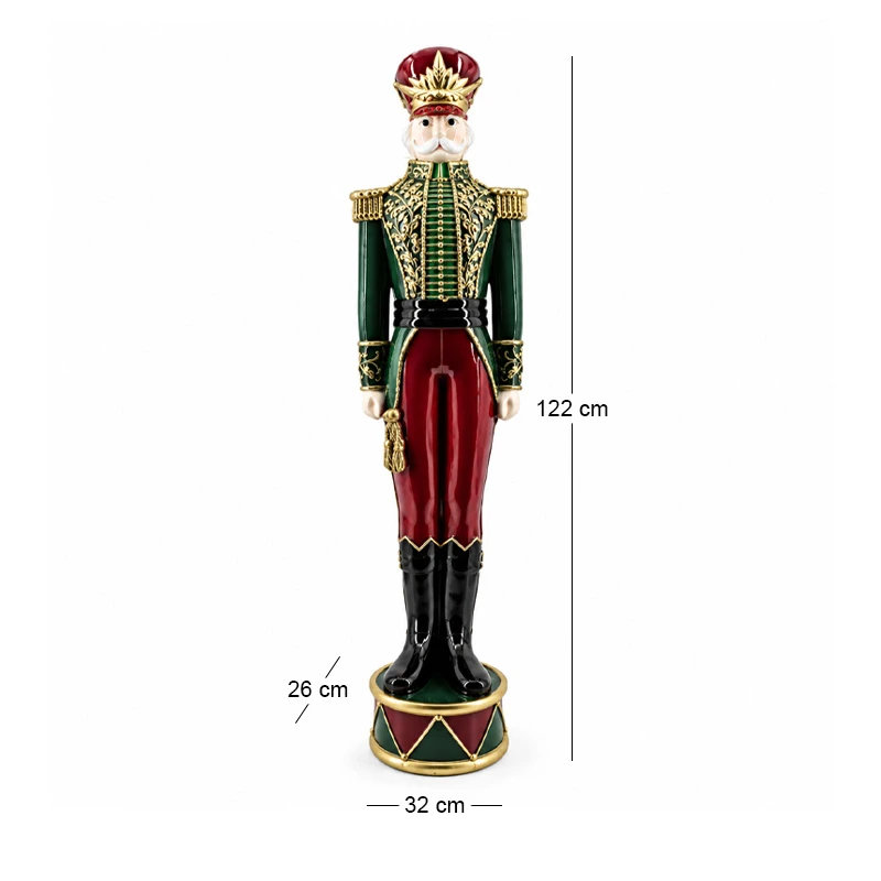 XMAS GREEN BURGUNDY POLYRESIN SOLDIER 32X26X122CM