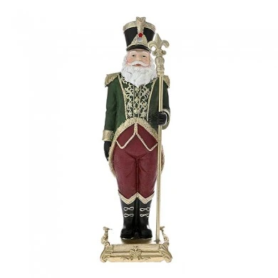 CHRISTMAS GREEN RESIN SANTA SOLDIER 32CM