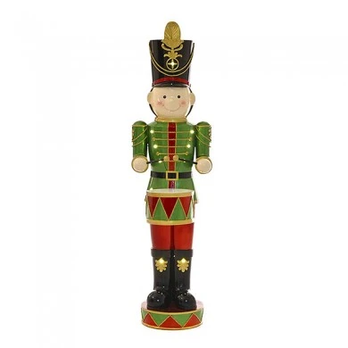 GREEN POLYRESIN DRUMMER BOY STATUE 28Χ32Χ106CM