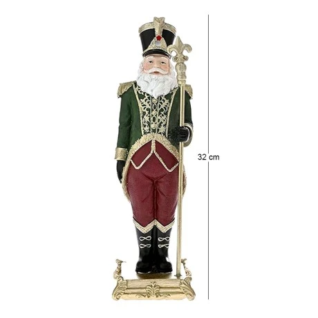 CHRISTMAS GREEN RESIN SANTA SOLDIER 32CM