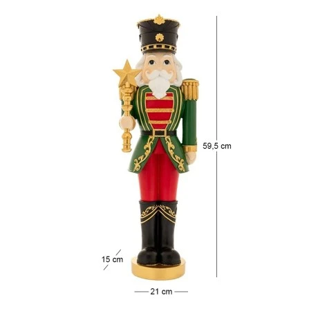 GREEN RESING SOLDIER HOLDING A STAR 21X15X59.5CM