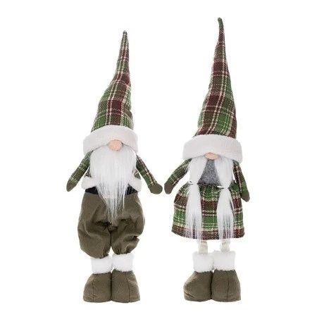 XMAS SET 2 GREEN FABRIC FOLDABLE GNOME WITH HEART 70CM