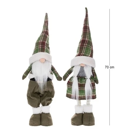 XMAS SET 2 GREEN FABRIC FOLDABLE GNOME WITH HEART 70CM