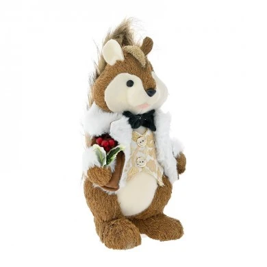 BROWN SQUIRREL WITH GREEN SUIT 20X18X36CM