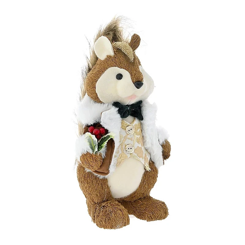 BROWN SQUIRREL WITH GREEN SUIT 20X18X36CM