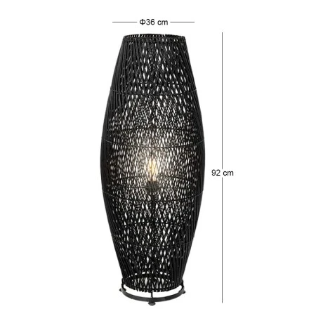 DECO RATTAN FLOOR BLACK LAMP D36x92CM