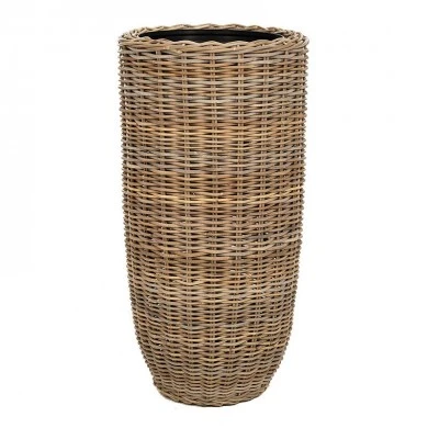 DECO RATTAN GREY POT D52x100CM INCLUDED PLASTIC BASE