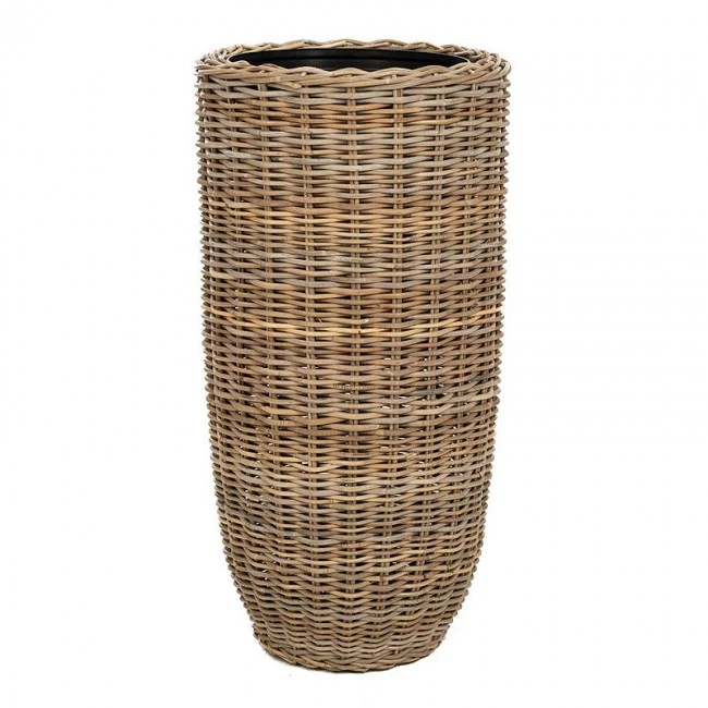 DECO RATTAN GREY POT D52x100CM INCLUDED PLASTIC BASE