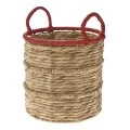 NATURAL ΒΑΝΑΝΑ BASKET WΙΤΗ RED HANDLES D26x27CM