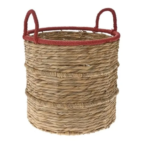 WILLOW BASKET WΙΤΗ RED HANDLES D41x46CM