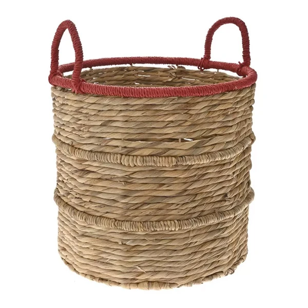 WILLOW BASKET WΙΤΗ RED HANDLES D41x46CM