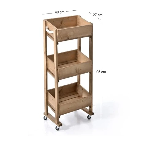 WOODEN RACK WITH 3SHELVES 40X37X95CM