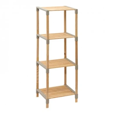 Floor shelf wooden - plastic color natural - beige 41x33x113cm.
