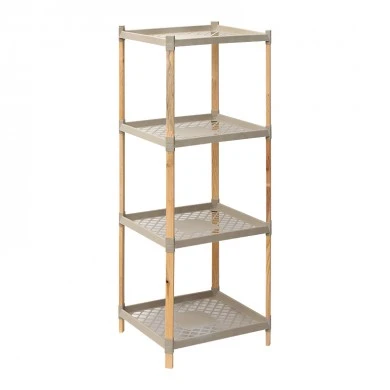 Floor shelf wooden - plastic color natural - beige 45x38x112cm.