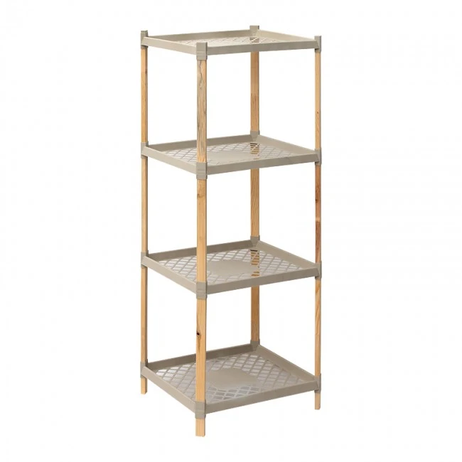 Floor shelf wooden - plastic color natural - beige 45x38x112cm.