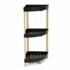 Floor shelf wooden - plastic color natural - black 44x32x79cm.