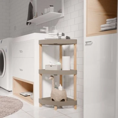 Floor shelf wooden - plastic color natural - beige 44x32x79cm.