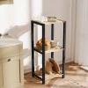 Nightstand - Floor shelf wooden - plastic color natural - black 37x29x79cm.