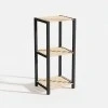 Nightstand - Floor shelf wooden - plastic color natural - black 37x29x79cm.