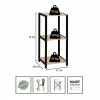 Nightstand - Floor shelf wooden - plastic color natural - black 37x29x79cm.