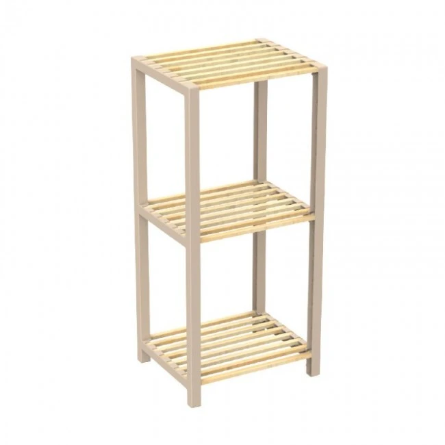 Nightstand - Floor shelf wooden - plastic color natural - beige 37x29x79cm.