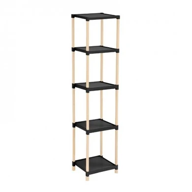 Floor shelf wooden - plastic color natural - black 28x25x137cm.