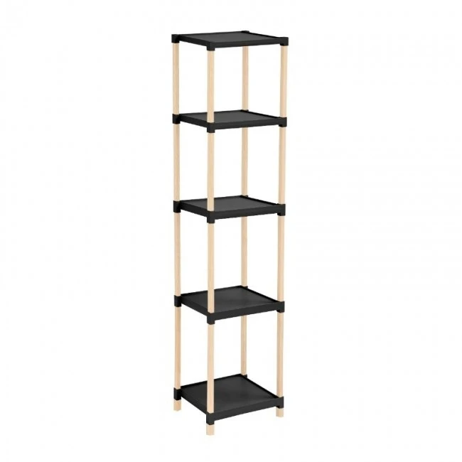 Floor shelf wooden - plastic color natural - black 28x25x137cm.