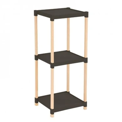Floor shelf wooden - plastic color natural - black 28x25x72cm.