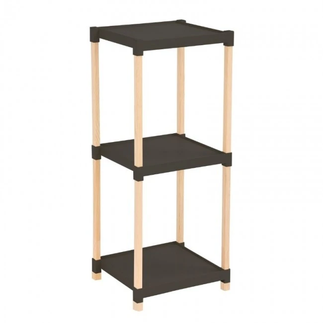 Floor shelf wooden - plastic color natural - black 28x25x72cm.