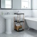 Floor shelf wooden - plastic color natural - black 28x25x72cm.