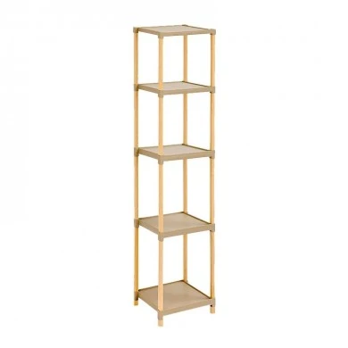 Floor shelf wooden - plastic color natural - beige 28x25x137cm.