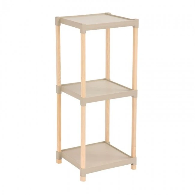 Floor shelf wooden - plastic color natural - beige 28x25x72cm.