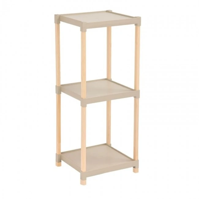 Floor shelf wooden - plastic color natural - beige 28x25x72cm.