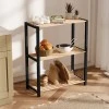 Side table - Floor shelf wooden - plastic color natural - black 65x29x78cm.