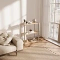 Side table - Floor shelf wooden - plastic color natural - beige 65x29x78cm.