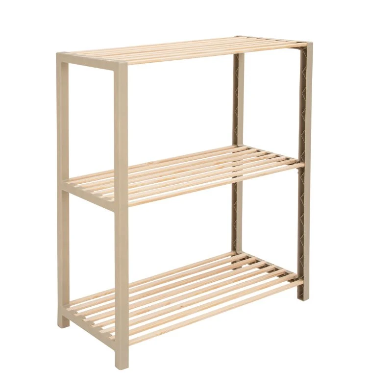 Side table - Floor shelf wooden - plastic color natural - beige 65x29x78cm.