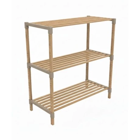Side table - Floor shelf wooden - plastic color natural - beige 65x30x78cm.