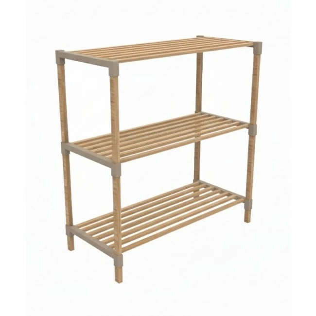 Side table - Floor shelf wooden - plastic color natural - beige 65x30x78cm.