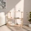 Side table - Floor shelf wooden - plastic color natural - beige 65x30x78cm.