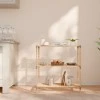 Side table - Floor shelf wooden - plastic color natural - beige 65x30x78cm.