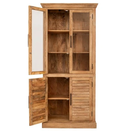 DOUBLE DOOR BOOKCASE IN NATURAL COLOR MADE OF MANGO WOOD 91X46X198CM