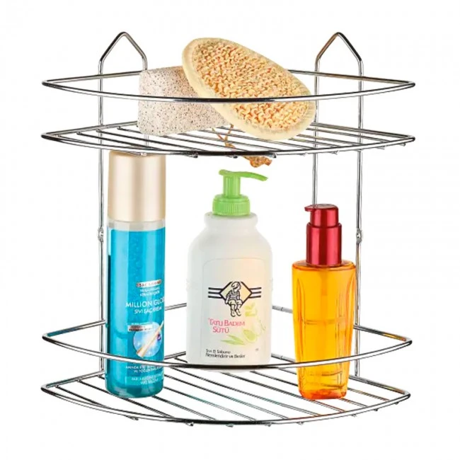 Perilla metallic bathroom rack of two shelves in silver color 20x20x52cm.