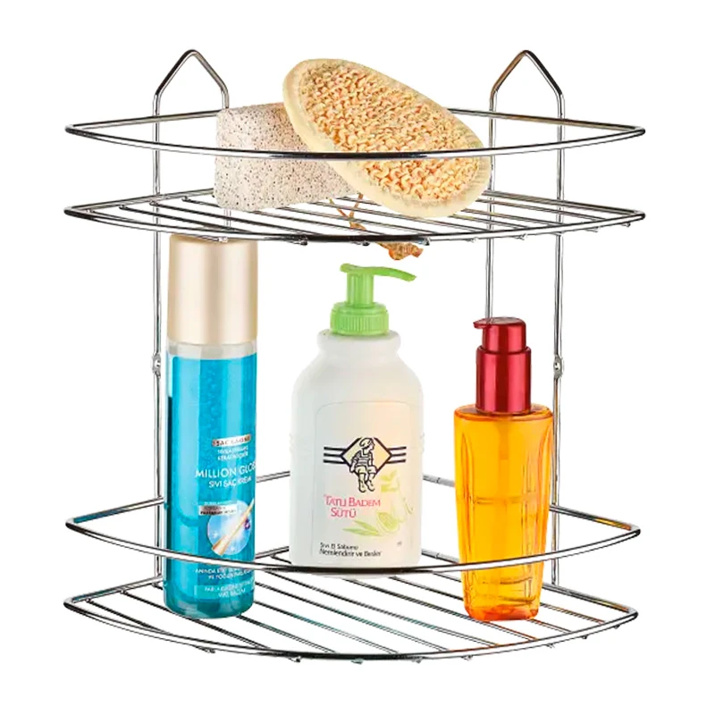 Perilla metallic bathroom rack of two shelves in silver color 20x20x52cm.