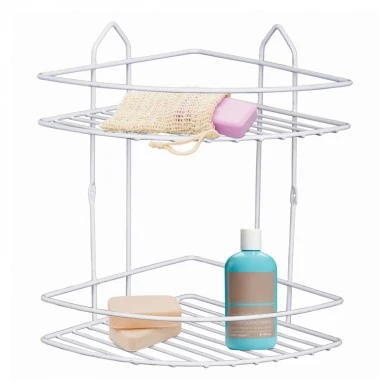 Perilla metallic bathroom rack of two shelves in white color 20x20x52cm.