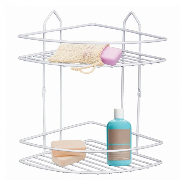 Perilla metallic bathroom rack of two shelves in white color 20x20x52cm.